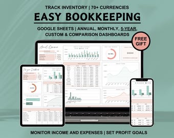 Eenvoudige boekhouding-spreadsheet Google Spreadsheets Voorraadtracker Winstverlies Uitgaventracker Boekhoudspreadsheet Boekhoudingsjabloon