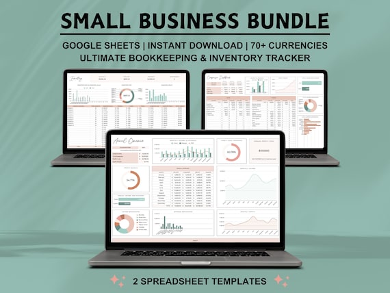 Small Business Bundle Bookkeeping Spreadsheet Inventory Tracker Accounting Google Sheets Profit and Loss Income and Expense Sales Tax