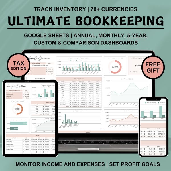 Small Business Buchhaltung Tabelle Einfache Buchhaltung Vorlage Accounting Google Sheets Profit and Loss Income and Expense Tracker Steuern
