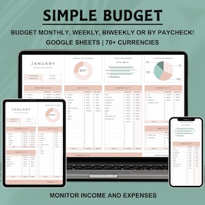 Eenvoudige budgetplanner Google Spreadsheets Maandbudget Spreadsheet Wekelijkse salarisbegrotingssjabloon Tweewekelijkse budgettering Salaris Expense Tracker