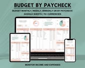 Budget By Paycheck Google Sheets Spreadsheet Monthly Budget Weekly Paycheck Budget Template Biweekly Budgeting Paycheck Expense Tracker