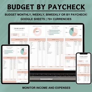 Budget By Paycheck Google Sheets Spreadsheet Monthly Budget Weekly Paycheck Budget Template Biweekly Budgeting Paycheck Expense Tracker