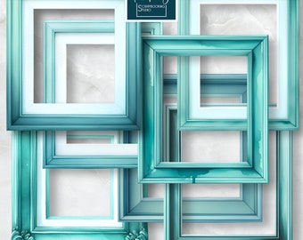 Aqua Watercolor Frames