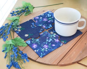 Puzzle Piece Coasters Handmade Coasters, Fabric Coasters, mug rugs, home decor, gift for family, housewarming gift, gift for her, reusable