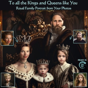 Custom Royal Family Portrait from photo Custom Royal Family Queen and King portrait child Custom family portrait gift for family anniversary