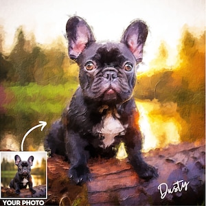 Retrato personalizado de mascota a partir de pintura al óleo fotográfica de foto, regalo personalizado, retrato de perro conmemorativo para mascotas, regalo del día de San Valentín para su pintura de mascotas