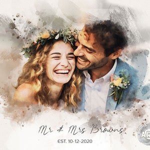 Watercolor Painting from Photo Couples Portrait Personalized Watercolor Portrait Wedding Gift Anniversary Gift for Husband Birthday Gift