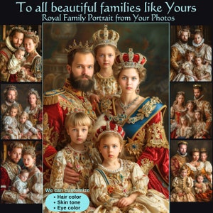 Custom Royal Family Portrait from photo Custom Royal Family Queen and King portrait child baby family portrait gift for family anniversary