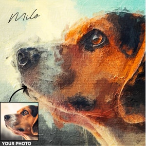 Retrato personalizado de mascota a partir de pintura al óleo fotográfica de foto, regalo personalizado, retrato de perro conmemorativo para mascotas, regalo del día de San Valentín para su pintura de mascotas