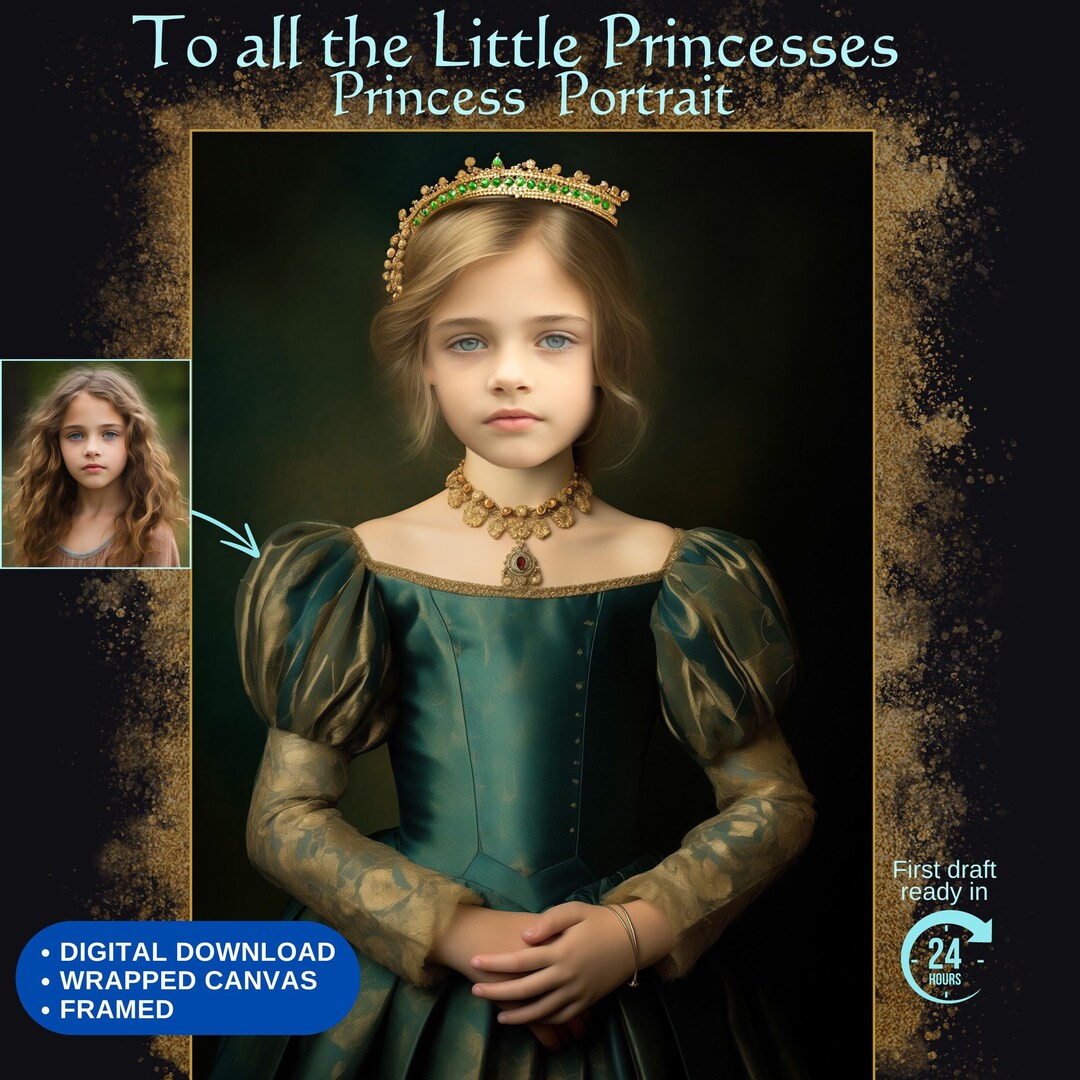 Princess Protrait Custom Princess Portrait From Photo Renaissance Portrait Personalized ...