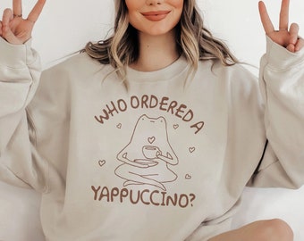 Qui a commandé une chemise yappachino, chemise grenouille drôle, t-shirt unisexe, t-shirt meme, t-shirt dessin vintage, chemise animal, t-shirt sarcastique