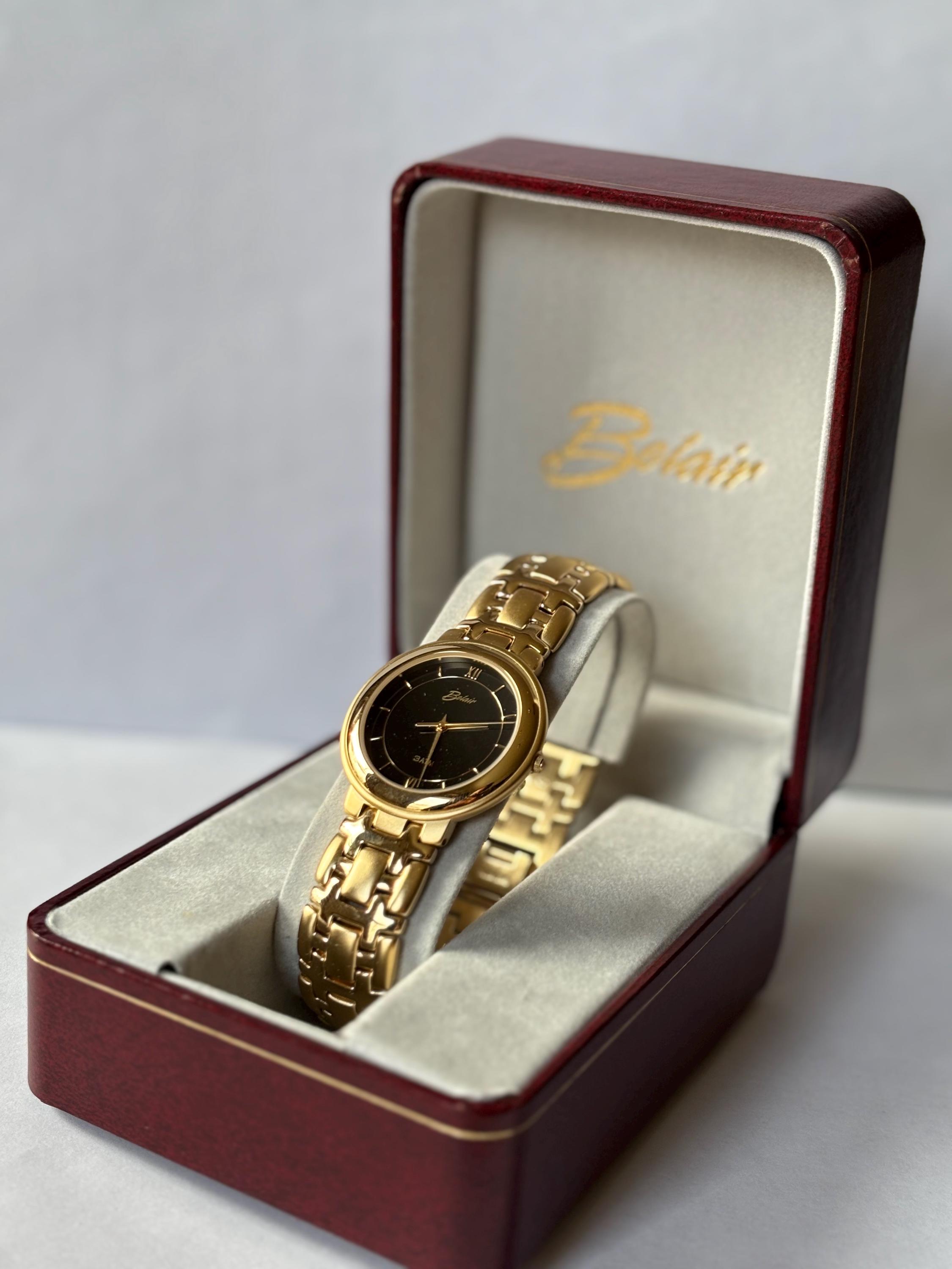 Vintage Ladies Belair Tank Watch 18 Karat Gold Plated New with Box NOS Vintage New Old Stock Belair American Tank Style Watch. For  main image 3