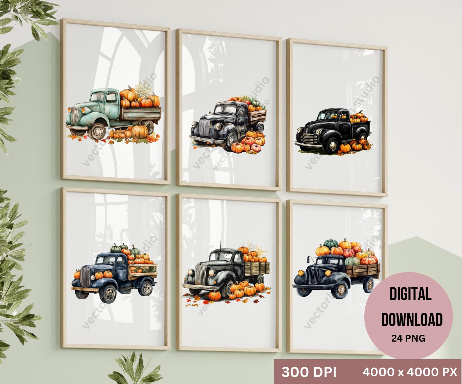 Black Farm Truck With Pumpkins - Blank Note Cards – Black Tabby Studio