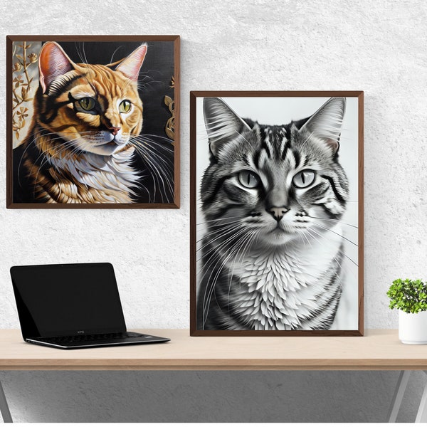 Purr-fect Harmony: Set of 6 Cat-Inspired Wall Art Prints for Feline Enthusiasts - Whisker Wonderland Collection