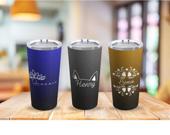 Personalized Tumbler 20oz Hot and Cold Beverage Cup Stainless Steel Body Vacuum Insulated Customized Travel Mug Push-on lid Gradient Colors