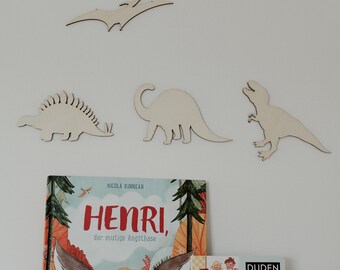 Dinos made of wood, wall sticker, wall decoration, children's room, baby room, wooden decoration, wood, boys' room