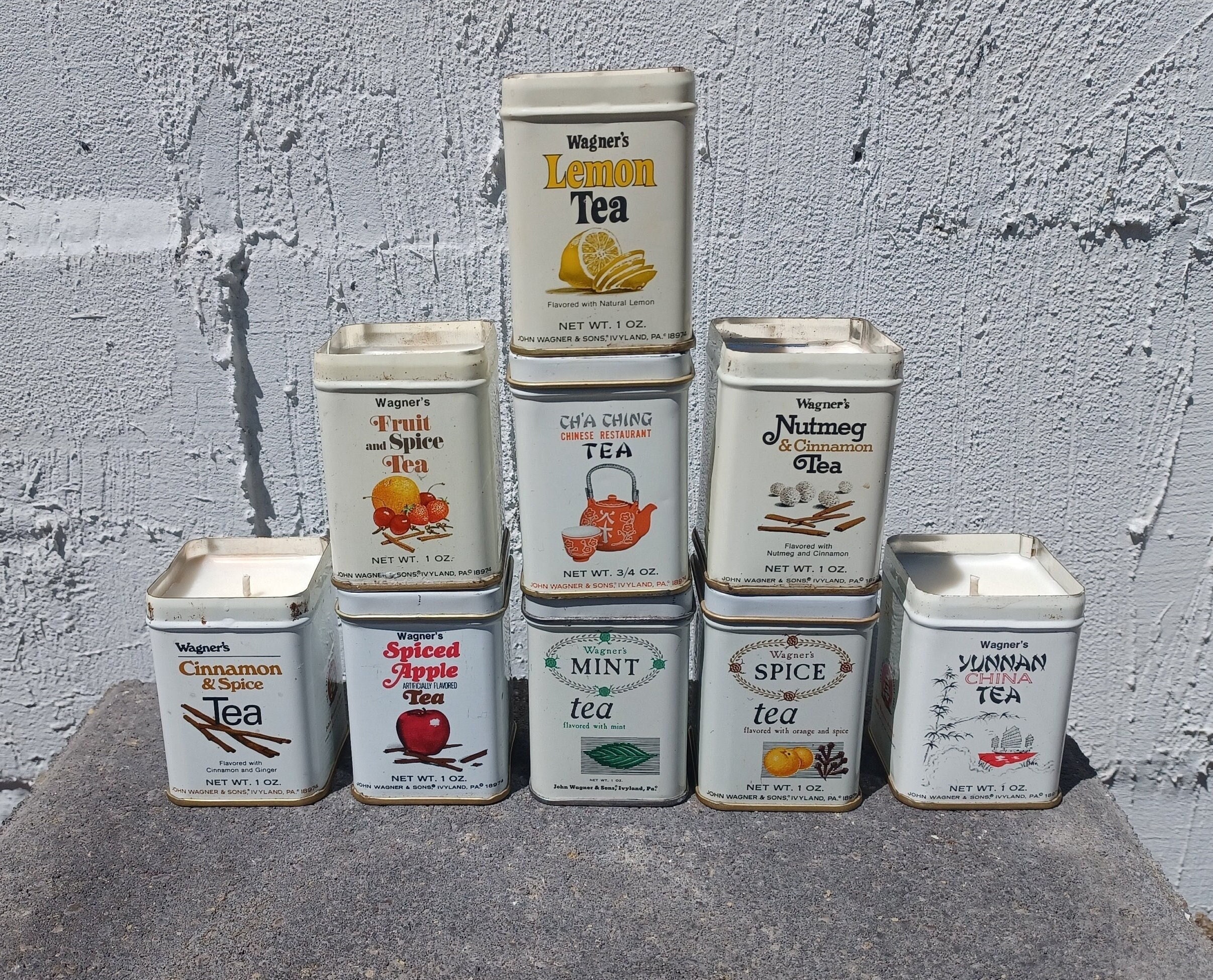 Vintage Tea Tin Candle | John Wagner & Sons | Mini | White