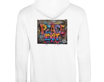 PEACE EXIT Hoodie - Unisex Graphic Streetwear Sweatshirt - Cozy Minimalist Urban Pullover - Aesthetic Gift for Him and Her
