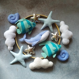 Pépinière bébé mobile garçon pépinière nautique mobile océan mobile baleine bébé berceau mobile mobile sous la mer mobile poisson bébé mobile