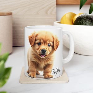 Ceramic Mug - Cute Puppy Design, Dog Lover Gift, Personalized Tofu Cup, Coffee Mug for Pet Enthusiasts, Birthday Present