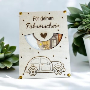 Geld cadeau rijbewijs - leuk cadeau voor geld, cadeau voor het rijbewijs van hout