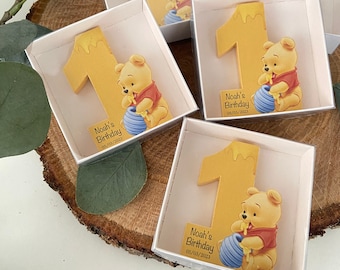 Personalized Winnie The Pooh Wood Magnet Favors, First Birthday Gifts