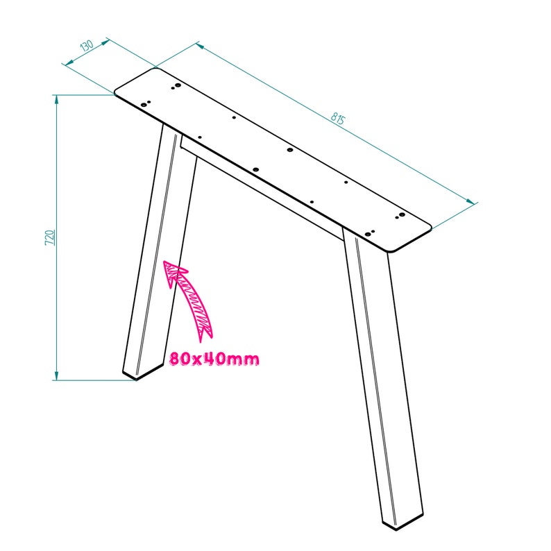 BK Styl 2 x Pieds de Table en Métal Type A Pied de Table en Profilés 80x40mm Pieds de Table, Banc de Bureau, Meubles, Industriel image 9