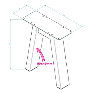 BK Styl 2 x Pieds de Table en Métal Type A Pied de Table en Profilés 80x40mm Pieds de Table, Banc de Bureau, Meubles, Industriel image 6