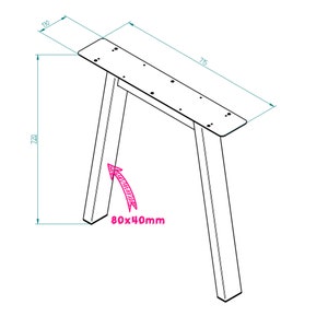 BK Styl 2 x Pieds de Table en Métal Type A Pied de Table en Profilés 80x40mm Pieds de Table, Banc de Bureau, Meubles, Industriel image 8