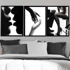 Set of black and white wall photos | black and white decor in the office | fashion posters | Aesthetic room decorations | romantic couple
