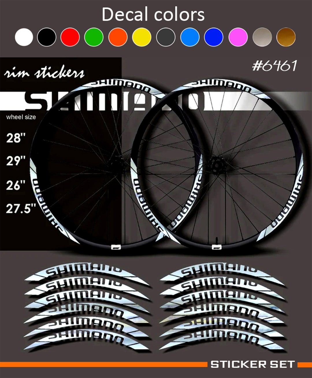 Bicycle Rim Stickers Shimano. A Set of Stickers for the Rim in Any