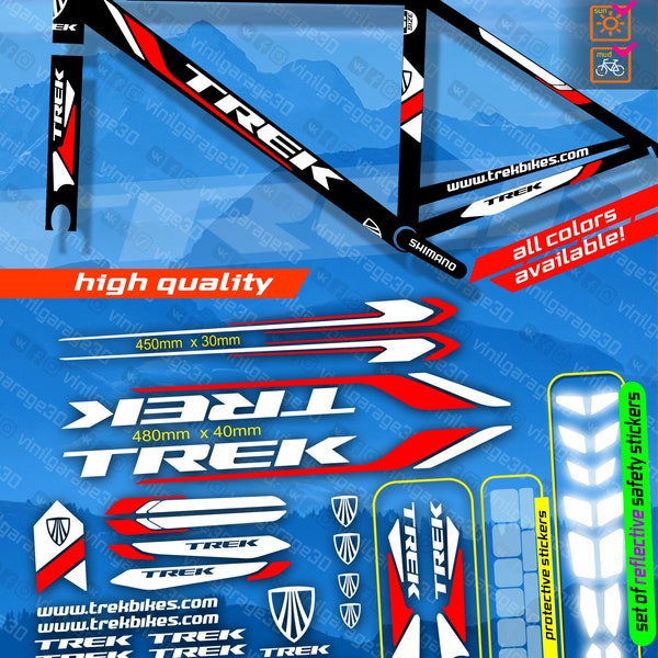 Stickers vélo Trek. Un jeu d'autocollants pour le cadre et la fourche dans toutes les couleurs ! cyclisme
