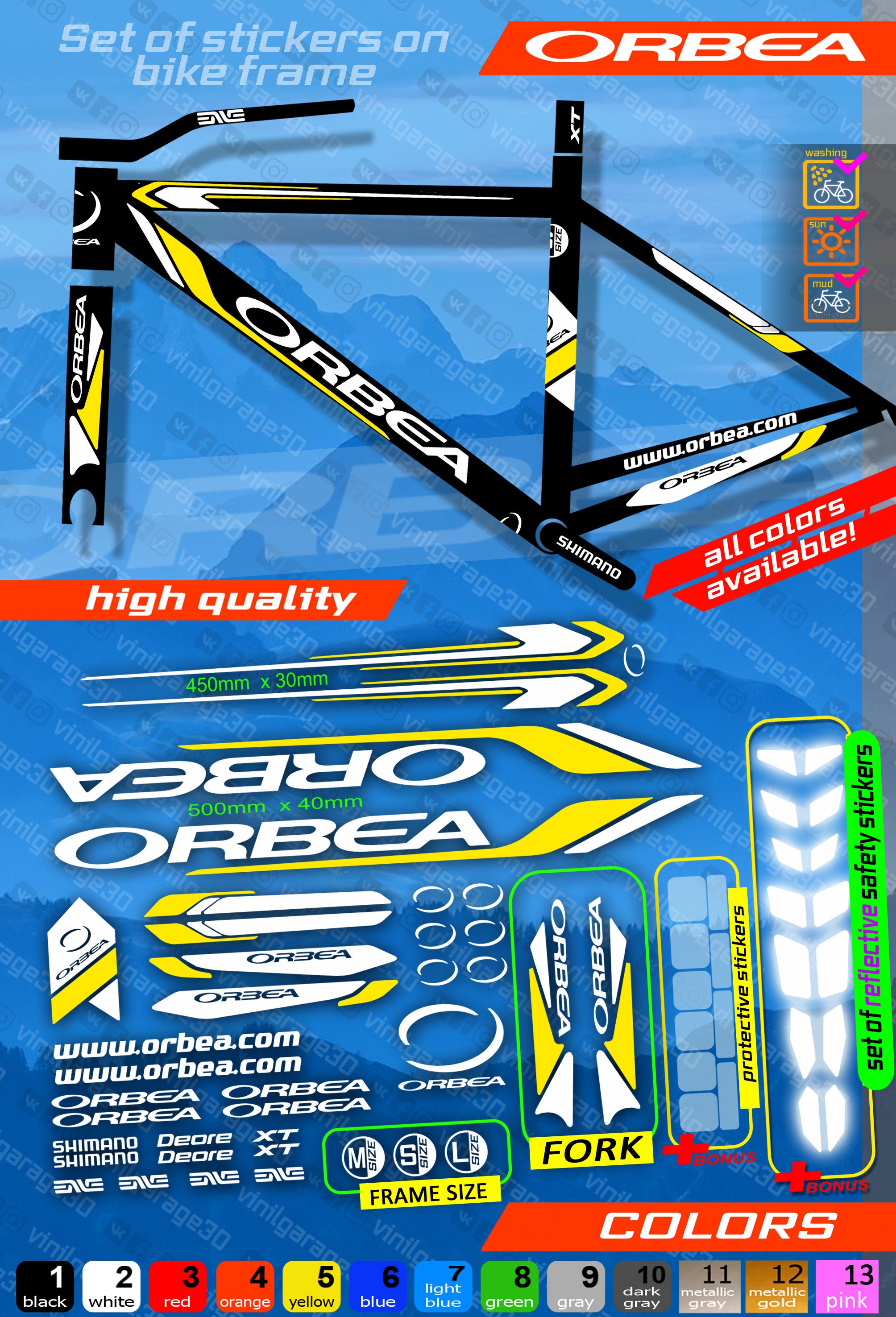 thumbnail image 2 of ORBEA Bike Frame Stickers & Protector Decals Set - White Bike Frame Protection 2 of 13