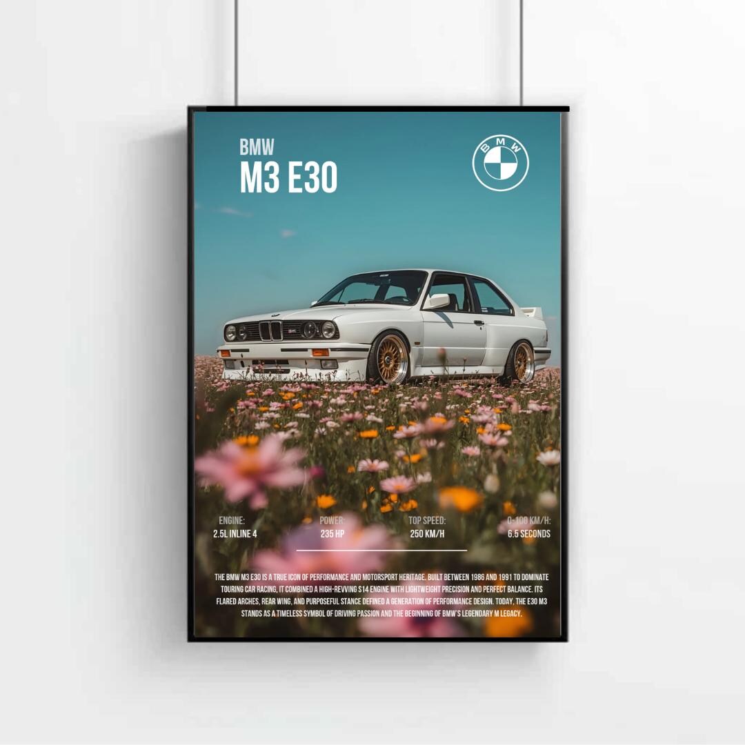 BMW M3 E30 AI Poster Digital Download | Classic Car Wall Art Print ...
