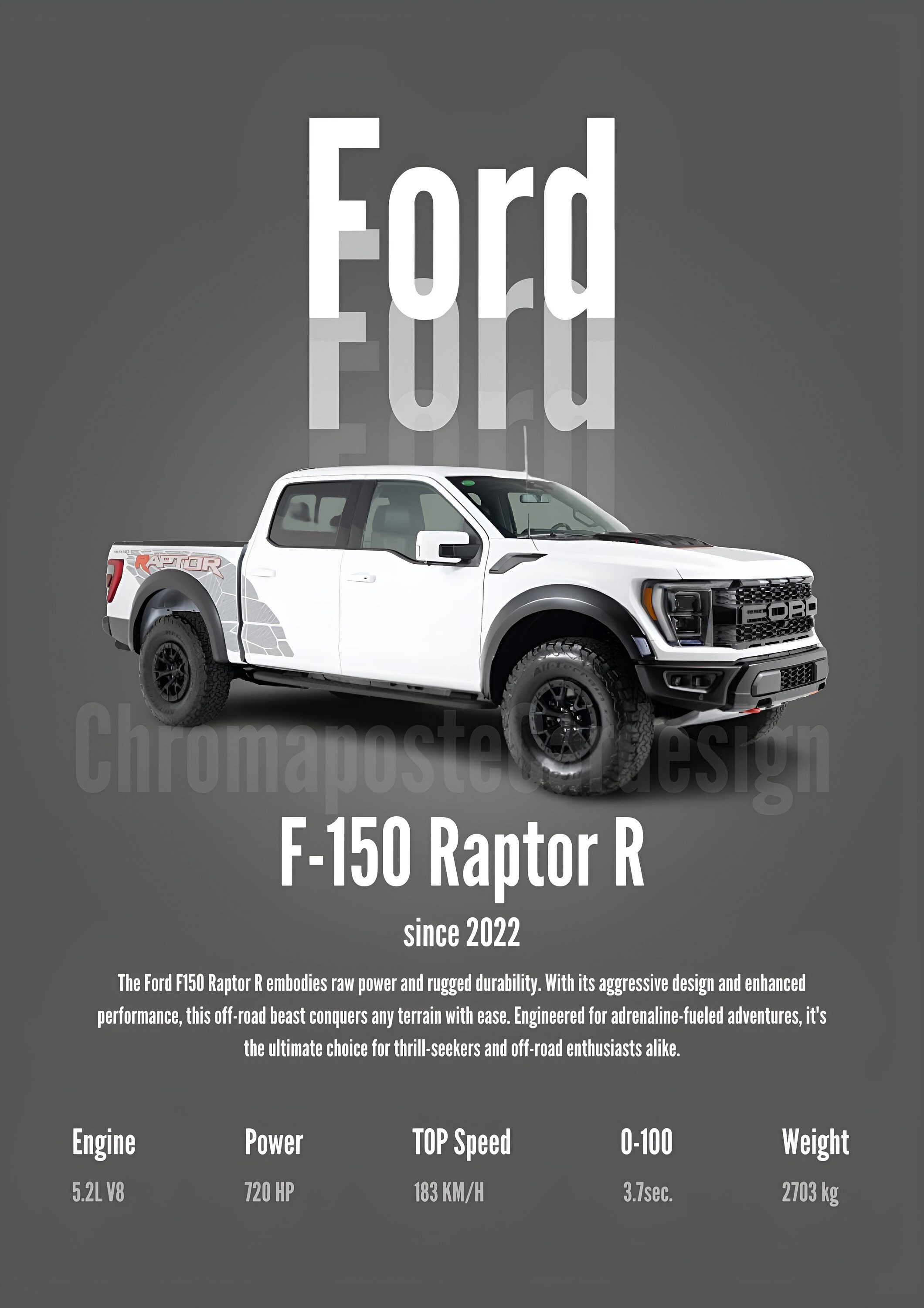 Raptor R Poster Ford F-150 Raptor R Car Poster Print Wall Boys Room American Car Decor ...