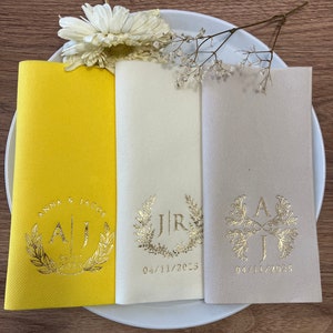 Personalized Napkin, Event Napkin with Gold Foil Printing, Wedding Dinner Napkin, Soft Linen Napkin, Printed Napkins, Memorableeventgifts. image 7