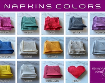 Blank Unprinted Napkin, Pocket Napkin, Colorful Unprinted Wedding Dinner Napkin, Soft Linen Napkin, Blank Napkins, Memorableeventgifts.