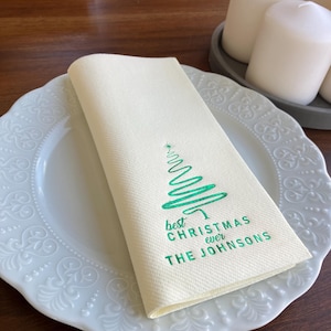 Weihnachtsfeier-Servietten, personalisierte Weihnachtstischdekoration, Familie Noel Design-Servietten, Cocktailserviette