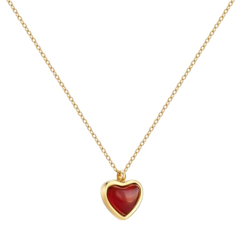 Exquisite Heart Necklace, Carnelian Crystal Pendant Elegant Gift for Mom or Girlfriend, Heart Gemstone Jewelry, Valentine's Day Elegance zdjęcie 3