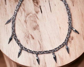 Handmade Gothic Punk Statement Necklace - Bold Edgy Rivet and Spike Choker for Men and Women, Alternative Fashion Accent Piece