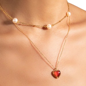 Exquisite Heart Necklace, Carnelian Crystal Pendant Elegant Gift for Mom or Girlfriend, Heart Gemstone Jewelry, Valentine's Day Elegance zdjęcie 2