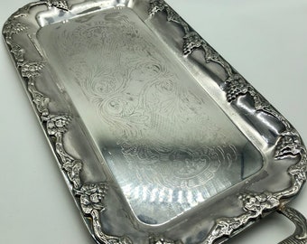 A great antique, vintage engraved silver plated serving & dining tray, made in Sweden circa 1960s. Nordic decor.