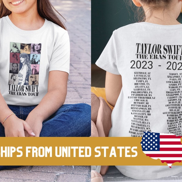 Kids Taylor Swift Eras Tour New Double-sided T-shirt, Eras Tour Merch, Eras Tour Tee, Gifts for Her, World Cities, Swiftie Merch, Tee Unisex