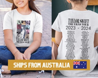 Kids Taylor Swift Eras Tour New Double-sided T-shirt, Eras Tour Merch, Eras Tour Tee, Gifts for Her, World Cities, Swiftie Merch, Tee Unisex