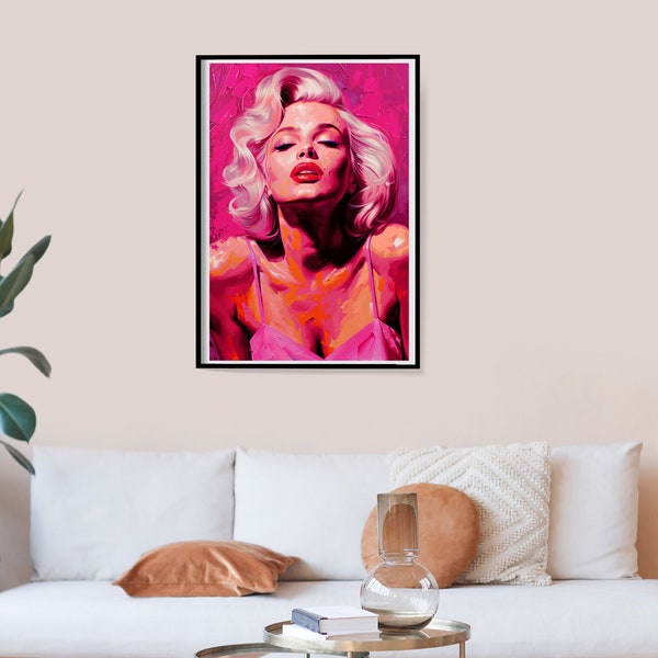 Marilyn Monroe Wall Art, Pink Print Vintage Fashion Photo, Old Hollywood Art, Feminist Poster, Fashion Wall Decor ,Famous Artist Poster