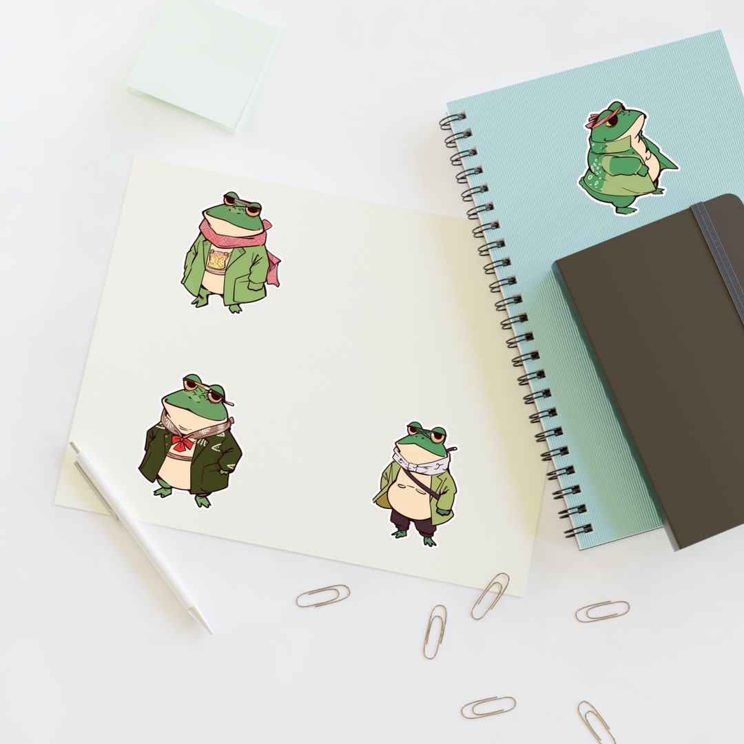 Set of 4 Cute Frog Sticker Sheets Waterproof Vinly Decals Meme Stickers ...