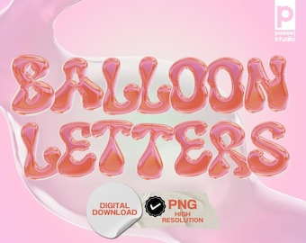 Balloon Letters PNG Digital Download 3D Font Bubble Alphabet High Resolution for Graphic Design Social Media Content YouTube Thumbnails