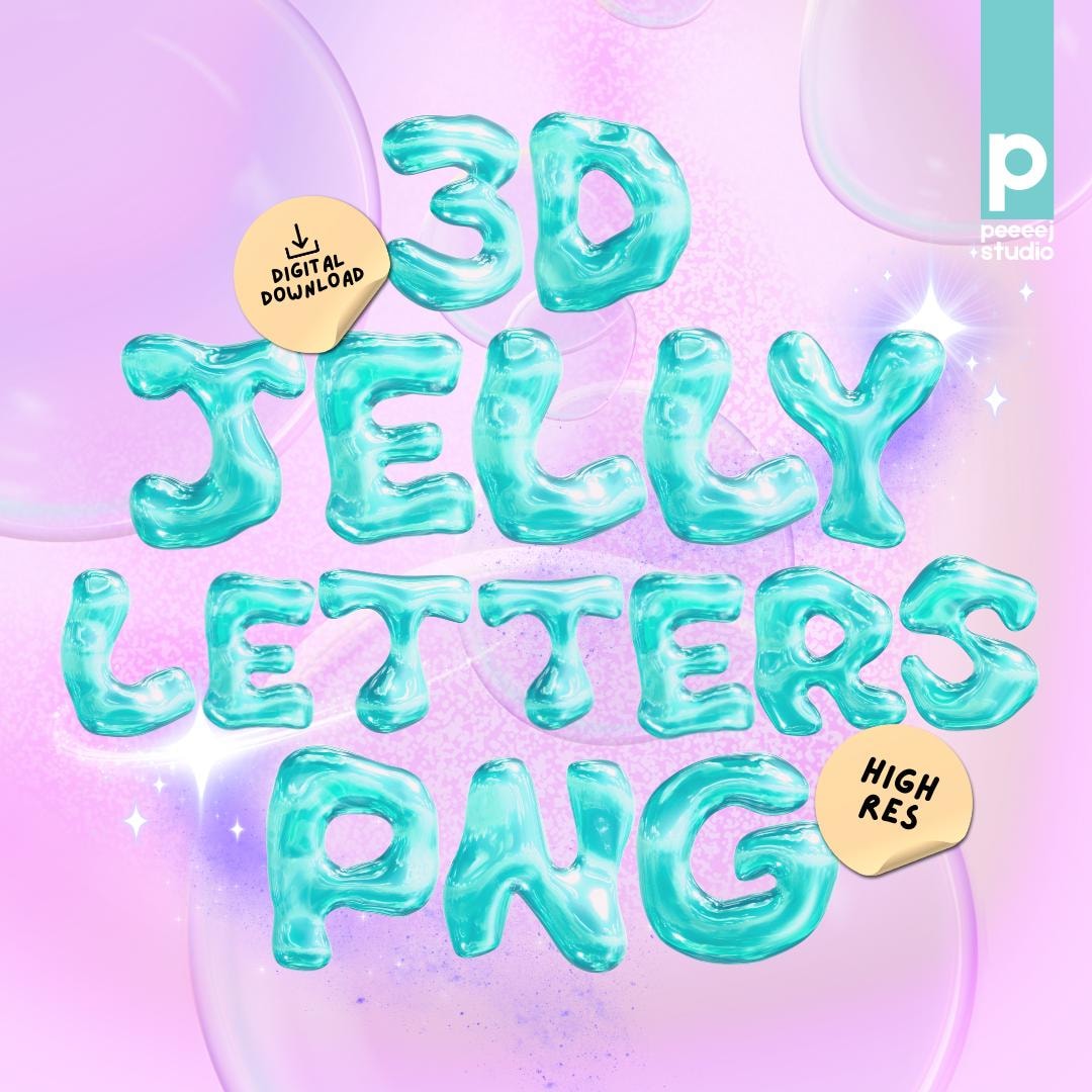 3D Mint Jelly Letters PNG Font Mint High-resolution 3D Aesthetic
