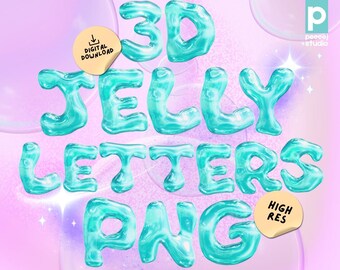 3D Mint Jelly Letters PNG Font Mint High-Resolution 3D Aesthetic Font Alphabet and Numbers for Canva Stickers Journaling Reels Scrapbooking