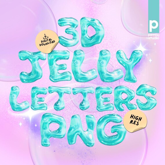 アイドル [MINYYUNY] Free Lettering PET Color 3D Mint Jelly Letters PNG Font Mint High-resolution 3D Aesthetic